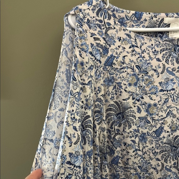 H&M Blue and White Midi Dress with Bateau Neckline - Picture 3 of 11